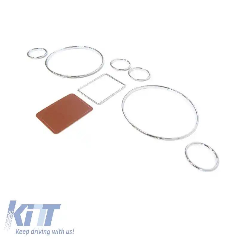 Ineluri Tacho pentru tabloul de bord potrivite pentru Audi A3 8L 96-03, A4 B5 94-01, A6 C5 97-04 Crom-image-6301677