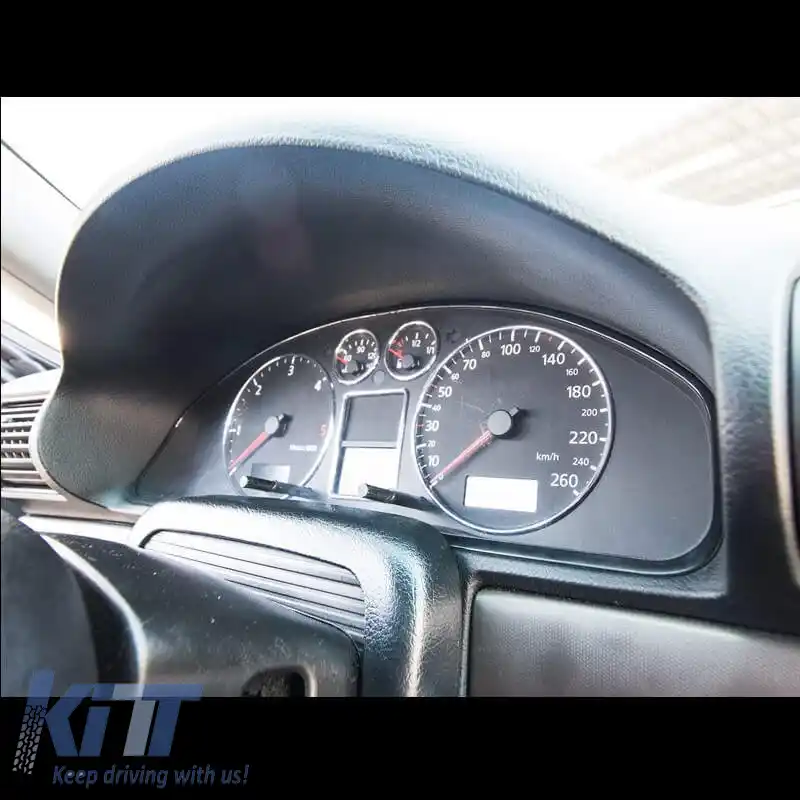 Ineluri Tacho pentru tabloul de bord potrivite pentru Audi A3 8L 96-03, A4 B5 94-01, A6 C5 97-04 Crom-image-6301679