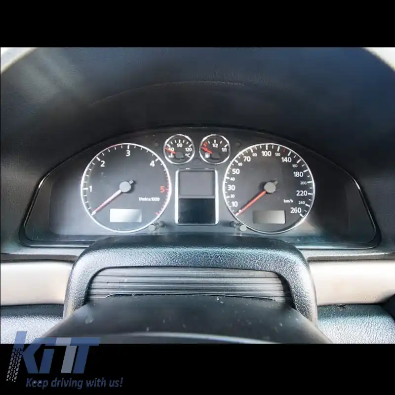 Ineluri Tacho pentru tabloul de bord potrivite pentru Audi A3 8L 96-03, A4 B5 94-01, A6 C5 97-04 Crom-image-6301680