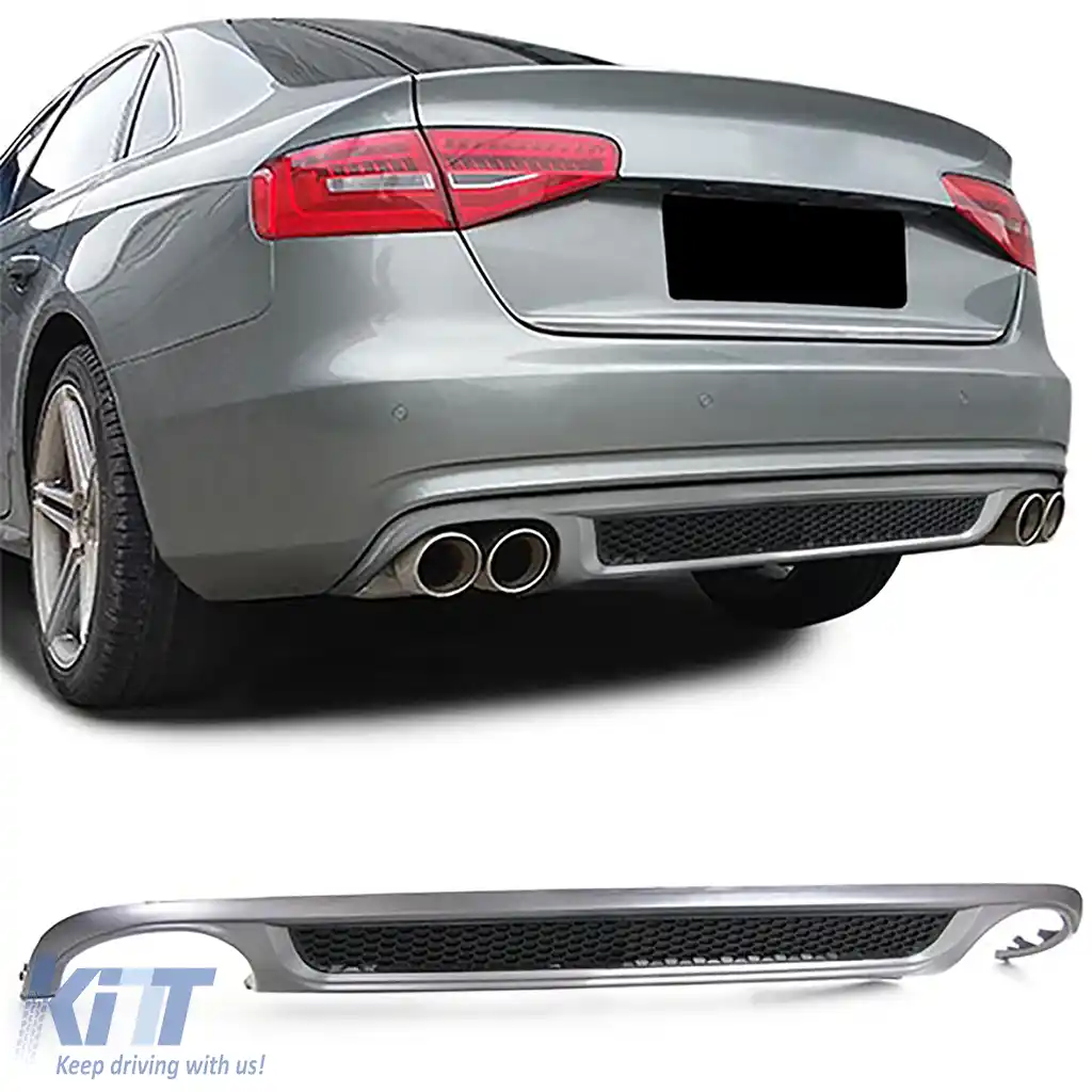image-11-Insert de difuzor sportiv posterior cu plasă, potrivit pentru Audi A4 B8 Sedan Avant 07-11