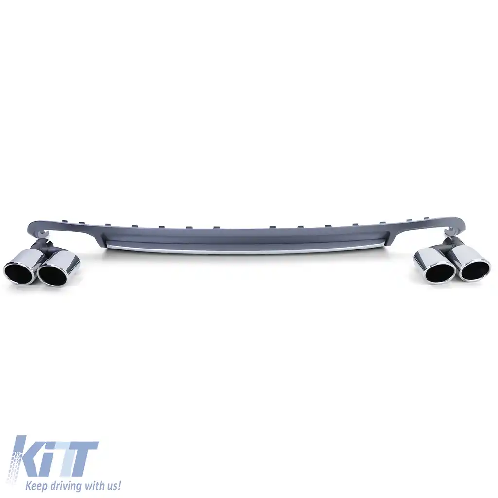 Insert de difuzor sportiv posterior cu set de țevi de eșapament potrivit pentru Audi A4 B8 Sedan Avant 07-11-image-6200975