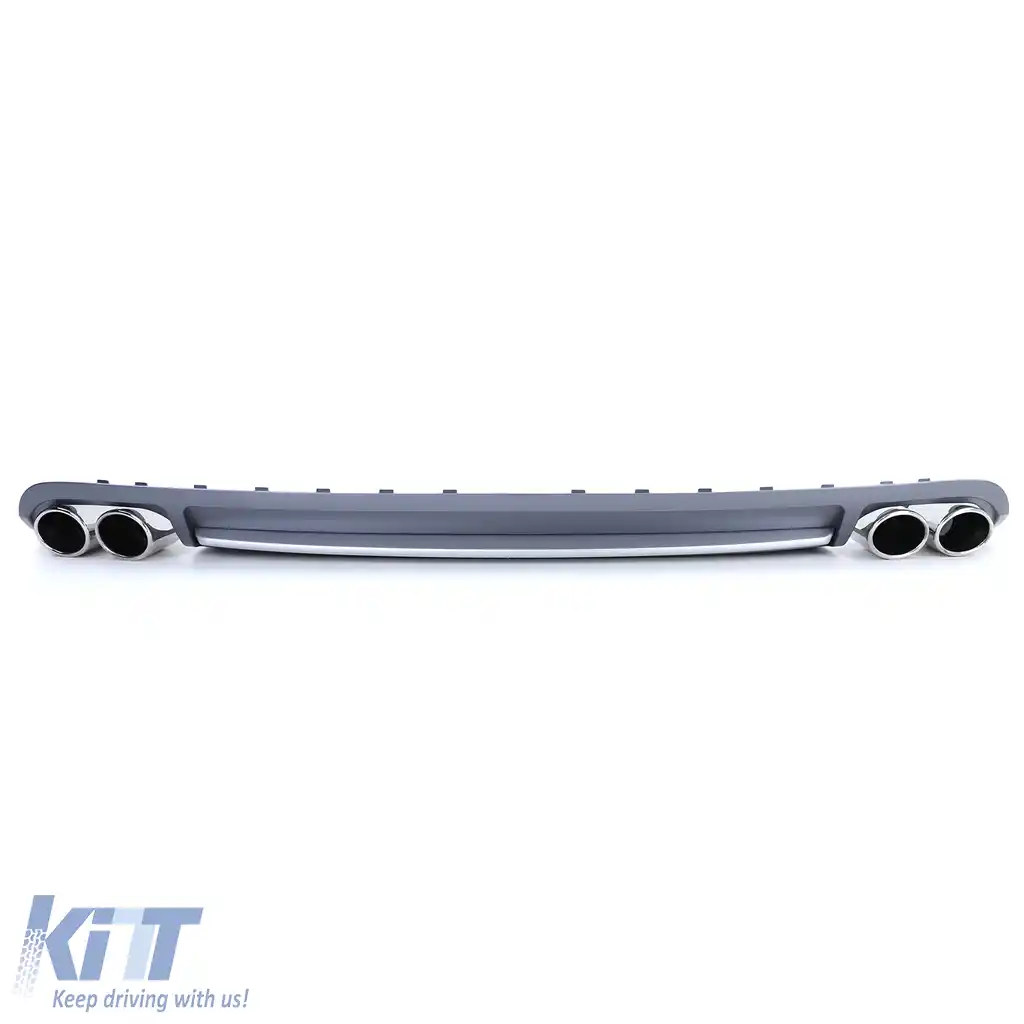 Insert de difuzor sportiv posterior cu set de țevi de eșapament potrivit pentru Audi A4 B8 Sedan Avant 07-11-image-6200978
