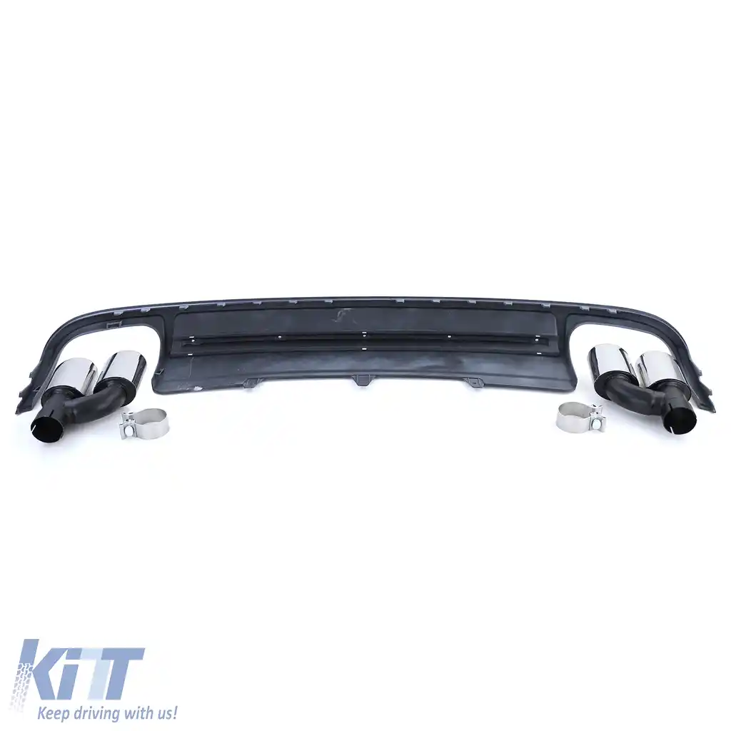 Insert de difuzor sportiv posterior cu set de țevi de eșapament potrivit pentru Audi A4 B8 Sedan Avant 07-11-image-6200979