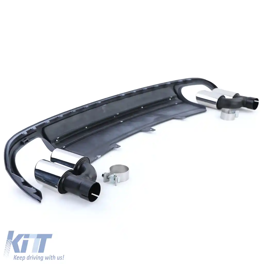 Insert de difuzor sportiv posterior cu set de țevi de eșapament potrivit pentru Audi A4 B8 Sedan Avant 07-11-image-6200980