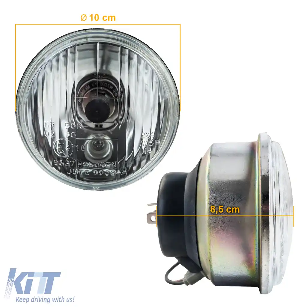 Insert de far H4 cu nervuri de 10cm E-aprobat 12V universal pentru motocicletă-image-6259128