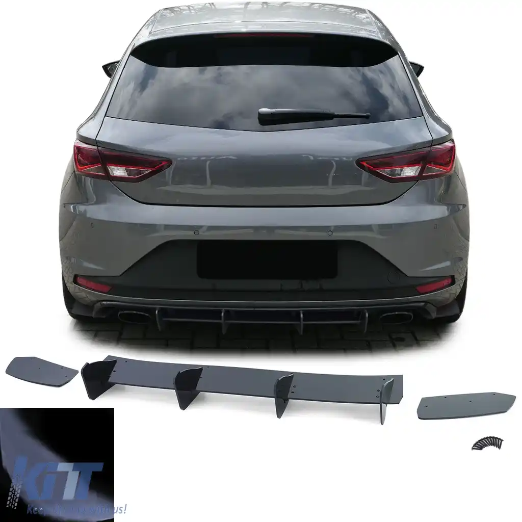 Insert difuzor spate sport cu splitter negru lucios, potrivit pentru Seat Leon 3 5F Cupra 12-16