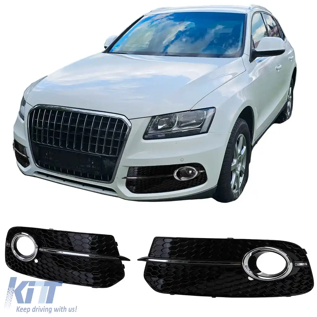 Inserts grilaj fagure pentru bara de protecție negru lucios, potrivit pentru Audi Q5 8R 12-16