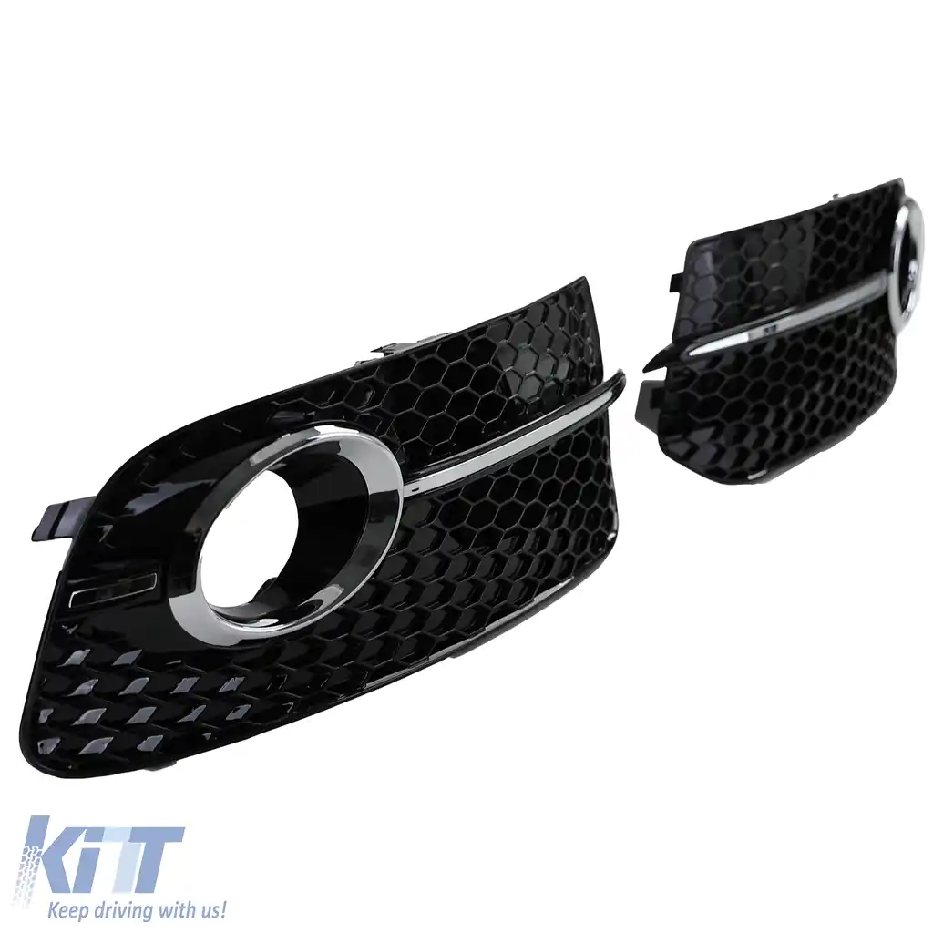 Inserts grilaj fagure pentru bara de protecție negru lucios, potrivit pentru Audi Q5 8R 12-16-image-6203757