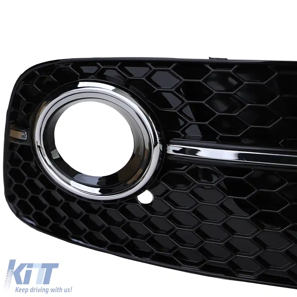 Inserts grilaj fagure pentru bara de protecție negru lucios, potrivit pentru Audi Q5 8R 12-16-image-6203758