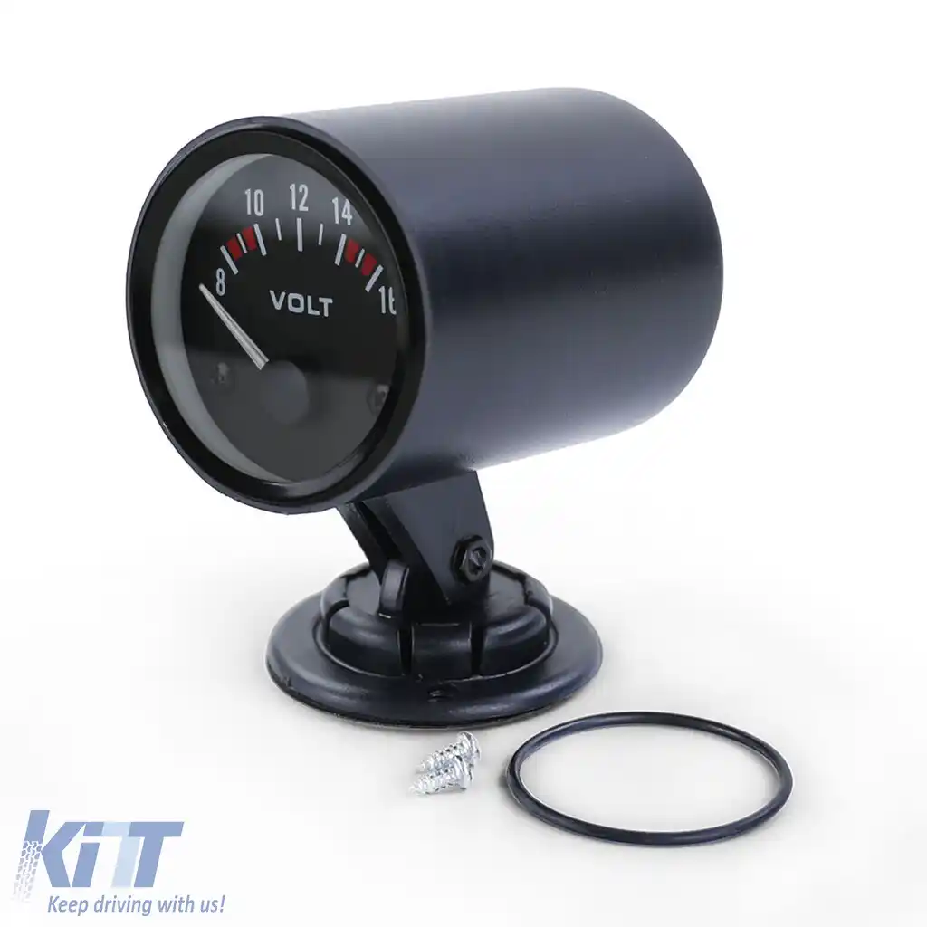 Instrument auxiliar voltmetru universal de 52mm cu suport pentru youngtimer retro-image-6196040