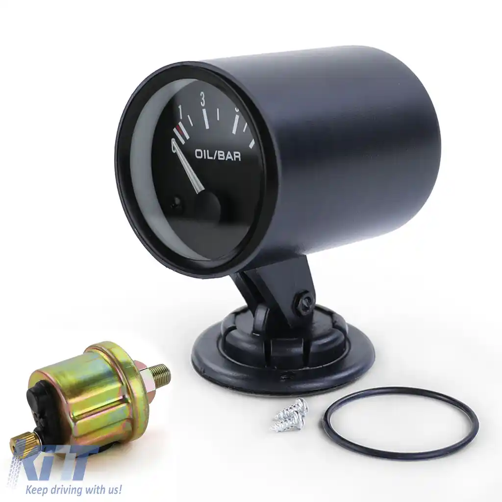 Instrument suplimentar presiune ulei analogic negru cu suport retro iluminat youngtimer-image-6197999