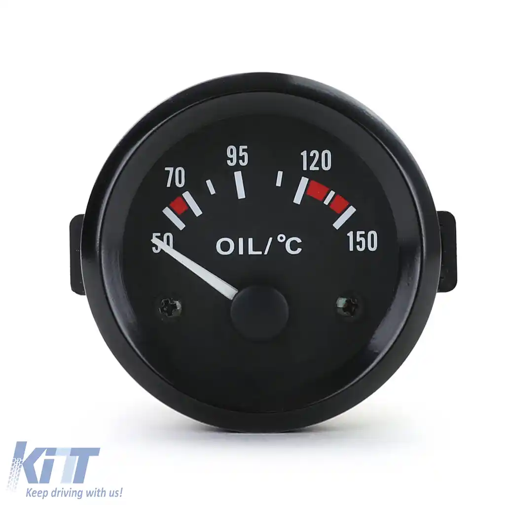 Instrument suplimentar temperatura ulei analog negru cu suport youngtimer retro
