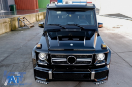 Kit BullBar Bare Protectie si Eleron Frontal LED cu Prelungire Superioara si Prelungire Bara Fata DRL LED compatibil cu Mercedes G-Class W463 (1989-2018) G63 G65 Design-image-6061615