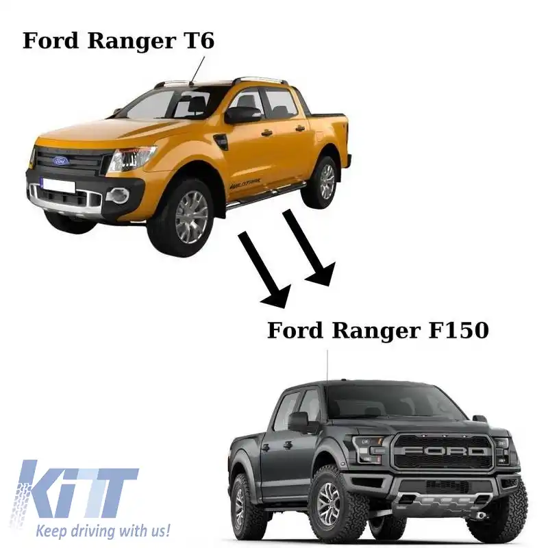 Kit caroserie potrivit pentru Ford Ranger (T6/T7/T8) 2012-2022 Upgrade la F150 Facelift-image-6315764