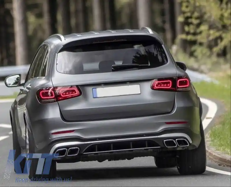 Kit caroserie potrivit pentru Mercedes-Benz GLC SUV X253 Facelift 2020-2021 A Design Line GLC63sAmg Look cu bara de protecție, grilă, țevi de evacuare-image-6319269