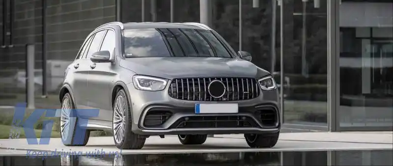 Kit caroserie potrivit pentru Mercedes-Benz GLC SUV X253 Facelift 2020-2021 A Design Line GLC63sAmg Look cu bara de protecție, grilă, țevi de evacuare-image-6319270