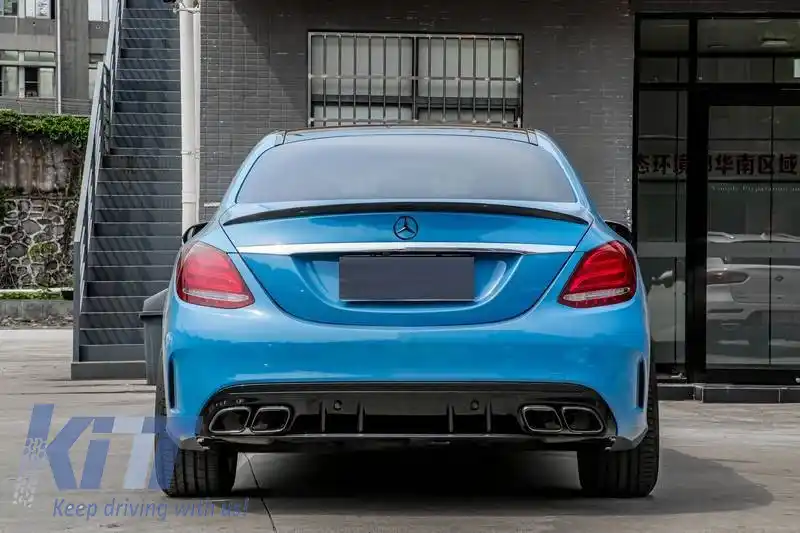 Kit caroserie potrivit pentru Mercedes-Benz C-Class W205 14-20 Sedan A Design C63s Facelift Look cu grilă și țevi de evacuare Black Edition-image-6323970