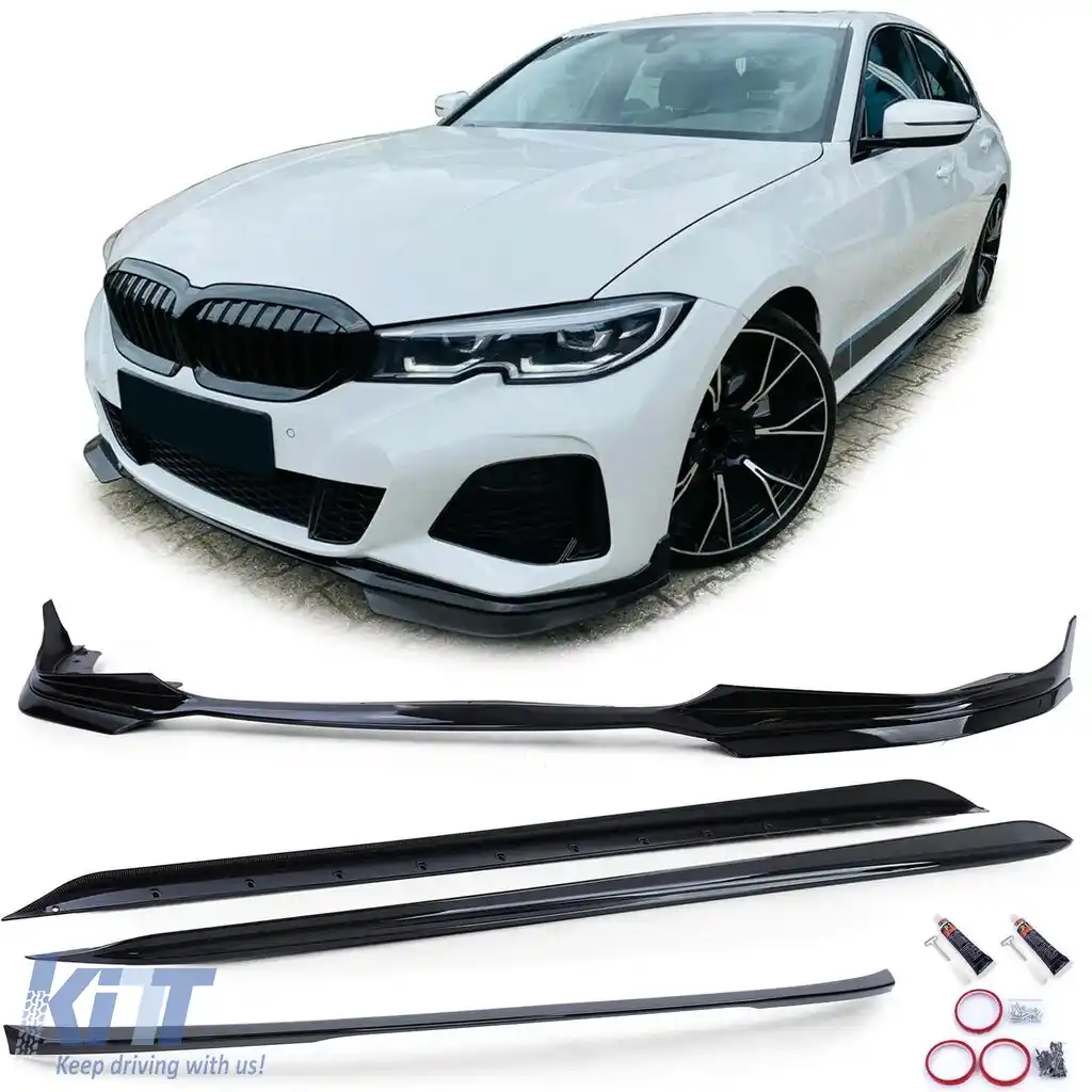 Kit caroserie spoiler spate fata fuste laterale negru lucios, potrivit pentru BMW Seria 3 G20 2019-2022