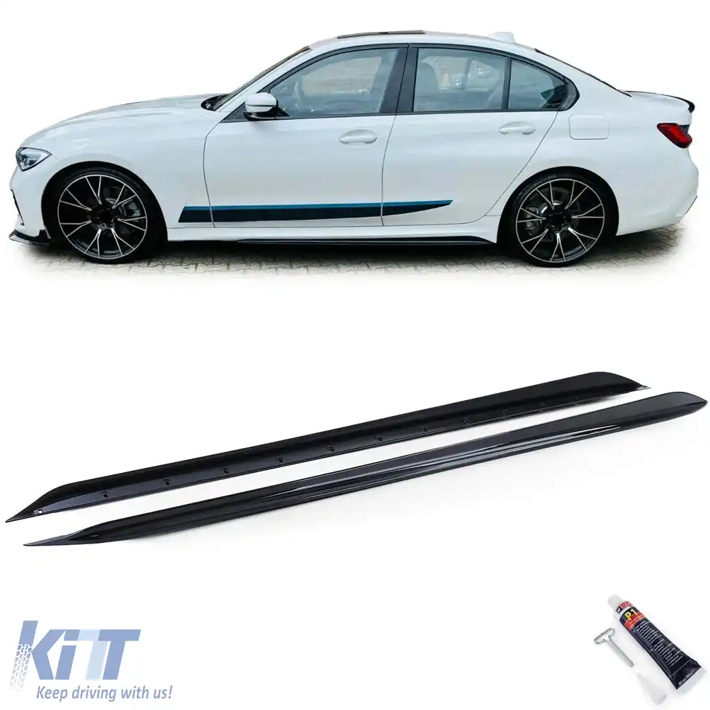 Kit caroserie spoiler spate fata fuste laterale negru lucios, potrivit pentru BMW Seria 3 G20 2019-2022-image-6205193