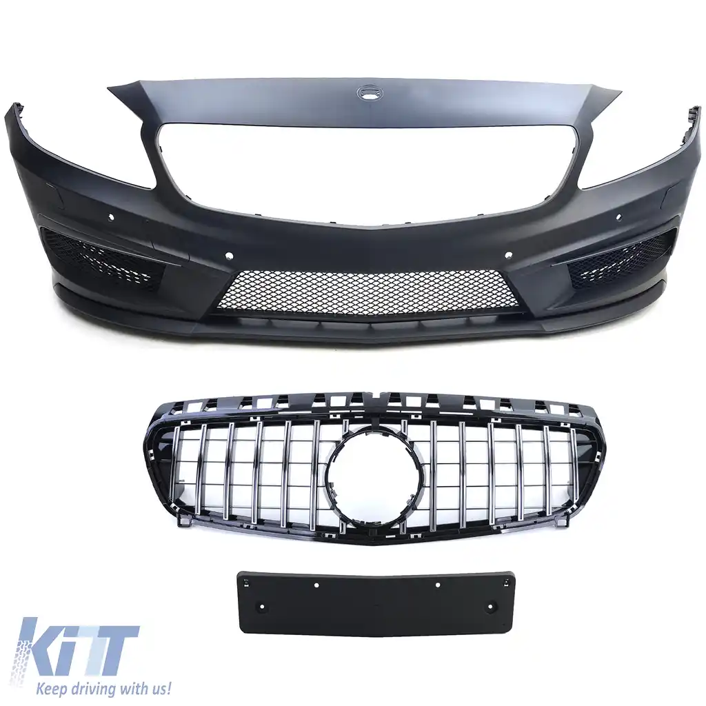 Kit caroserie sport, bara fata, bara spate, grila, fuste laterale, potrivit pentru Mercedes A W176 12-15-image-6207479