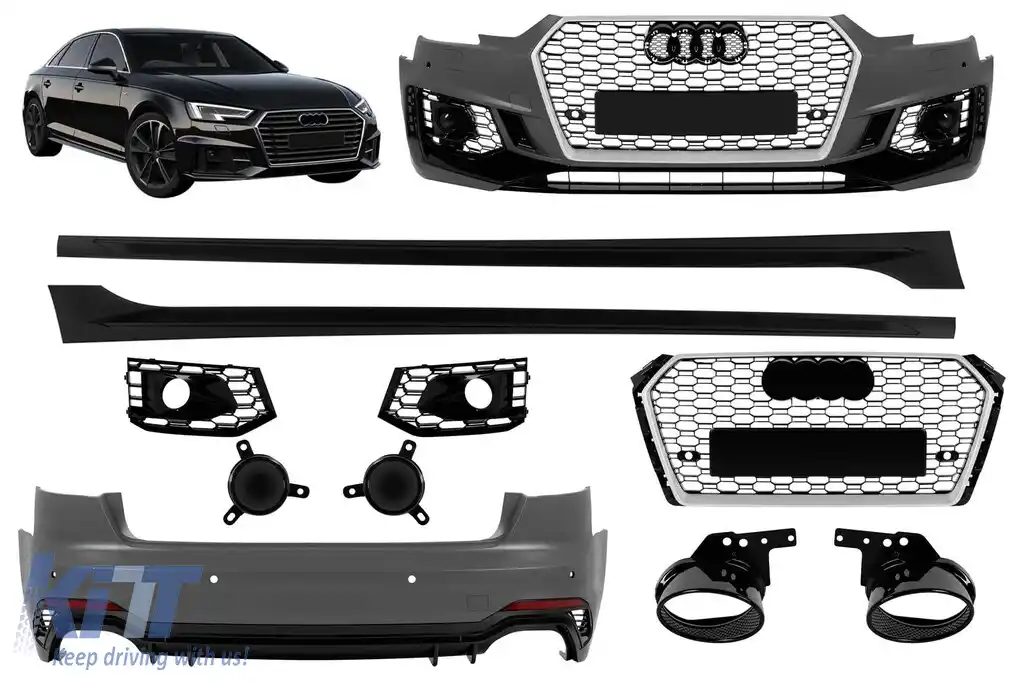 Kit caroserie stil RS potrivit pentru Audi A4 B9 sedan 2016-2020