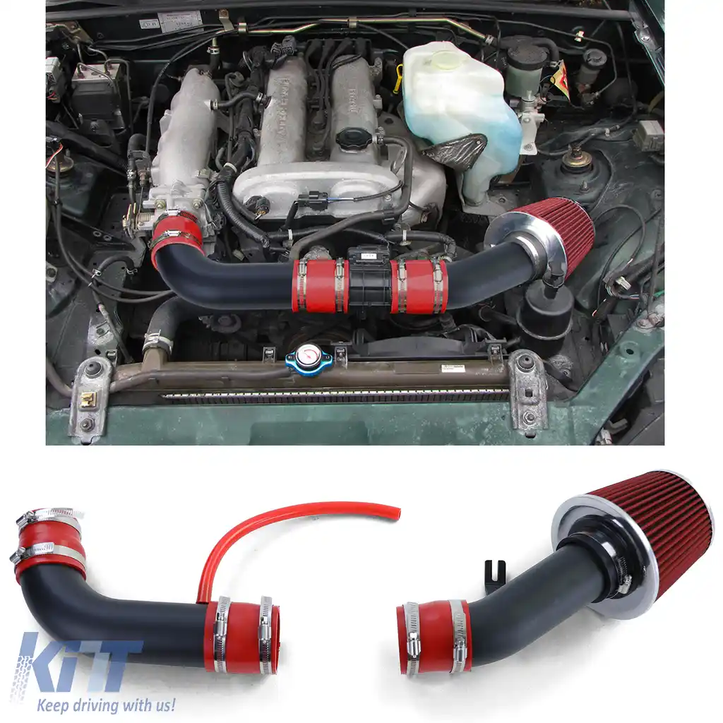 Kit de admisie cu filtru de aer sport roșu-negru, potrivit pentru Mazda MX5 NB FL 98-05