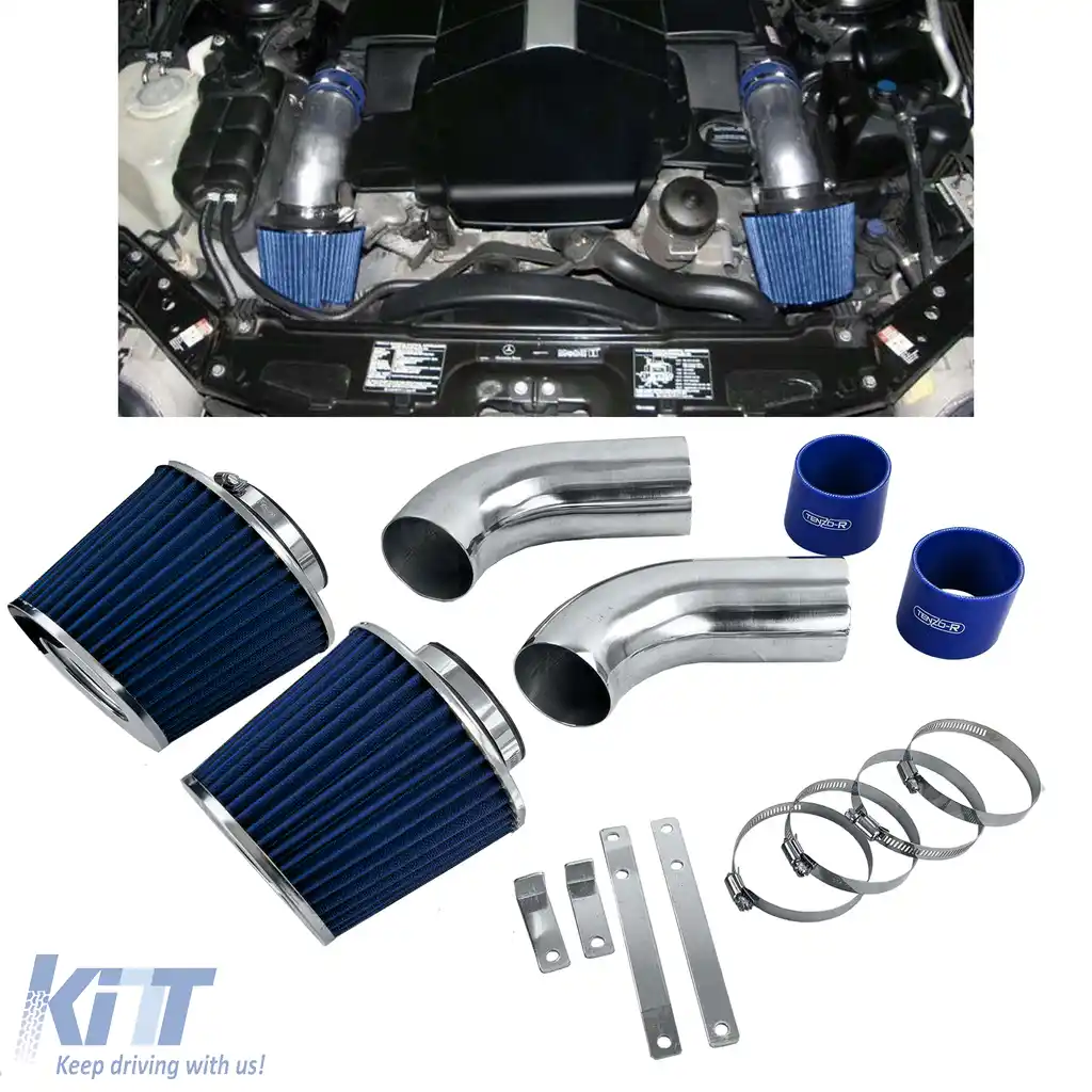 Kit de admisie cu filtru de aer sportiv albastru, potrivit pentru Mercedes S W220 99-05 S320 S430