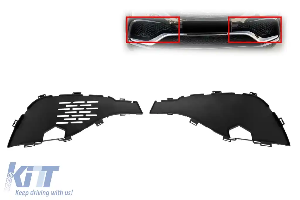 Kit de bază pentru grilele laterale în bara de protecție frontală A Design, potrivit pentru Mercedes GLE W166 2015-2019, stânga și dreapta
