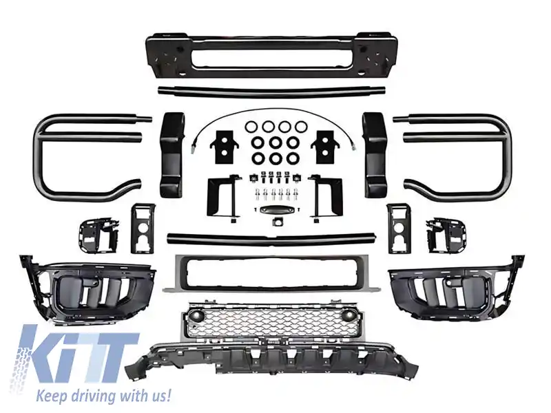 Kit de bull bar W465 G63 cu grile laterale pentru bara de protecție frontală A design, potrivit pentru Mercedes G-Class W464 2018-2024