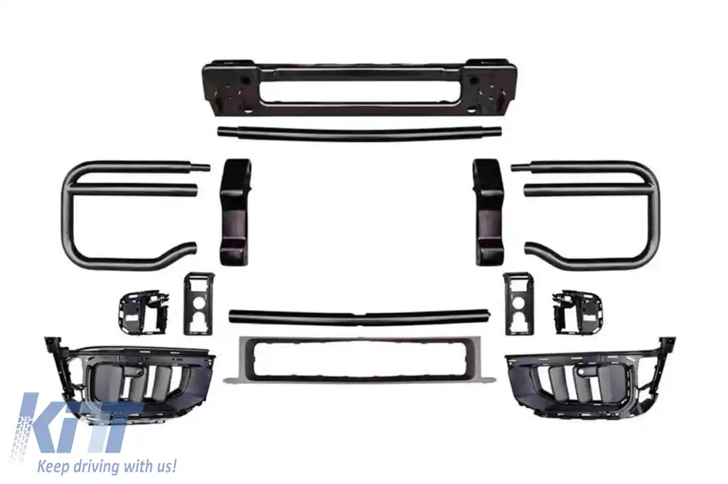 Kit de bullbar tip G63 cu grile laterale pentru bara de protecție frontală A design, potrivit pentru Mercedes G-Class W465 după 2024