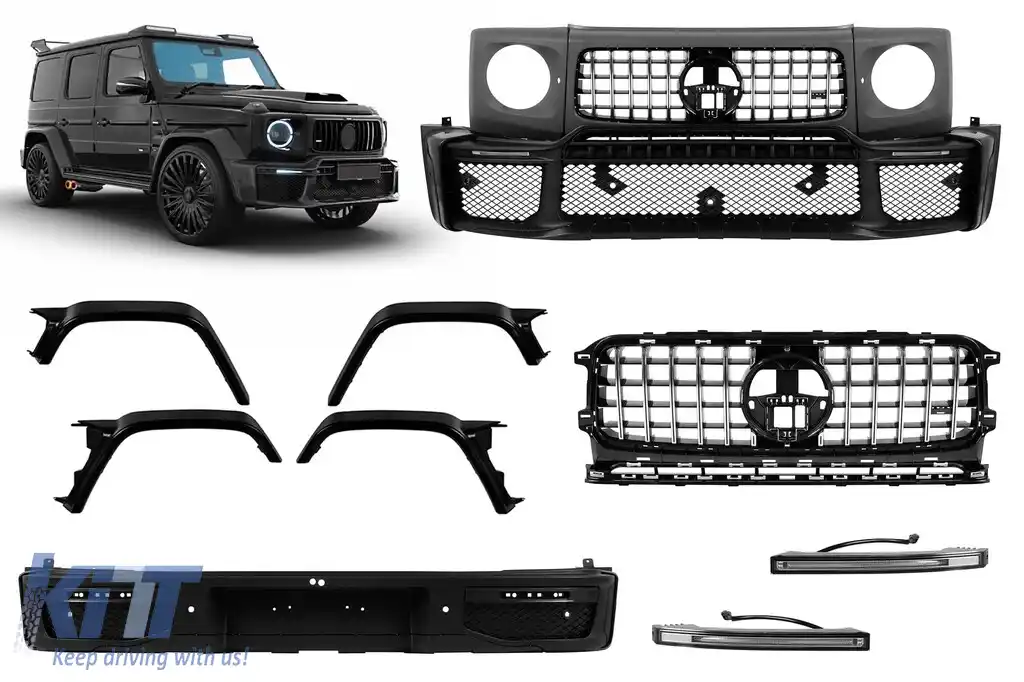 Kit de caroserie de tuning tip G800 B design potrivit pentru Mercedes G-class W464 2019-2023 cu elemente cromate, design 2025