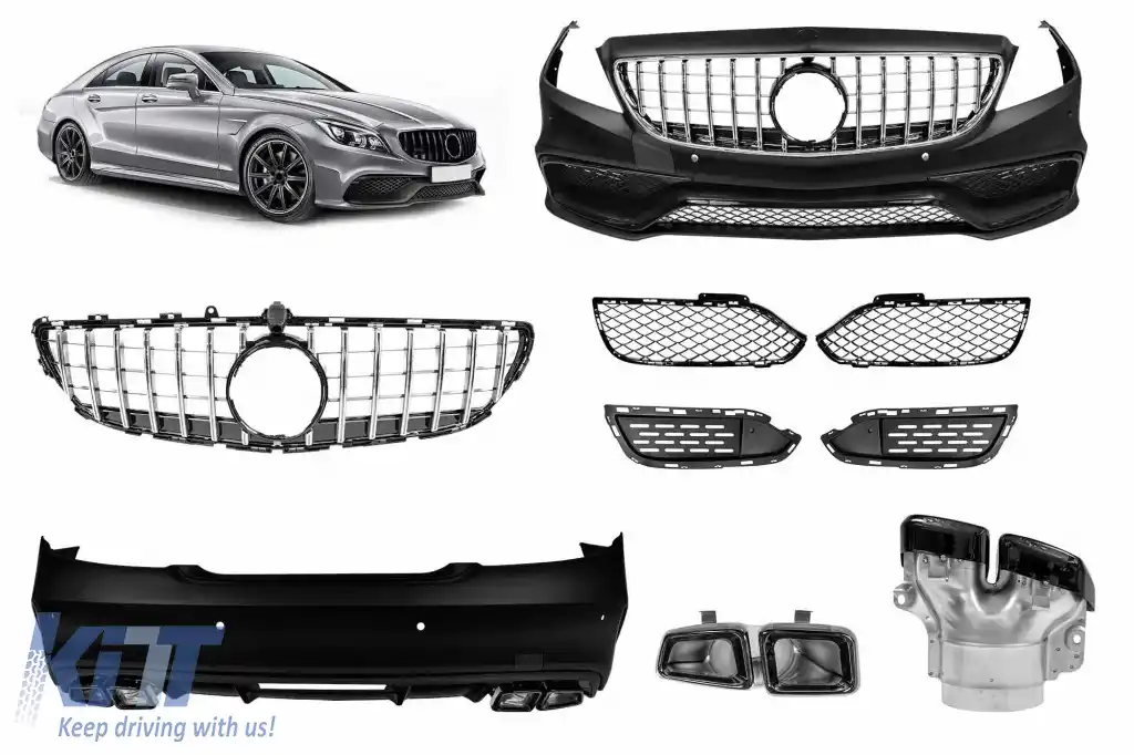 Kit de caroserie tuning tip A design 63, potrivit pentru Mercedes CLS C218 2011-2017, cu grilă cromată