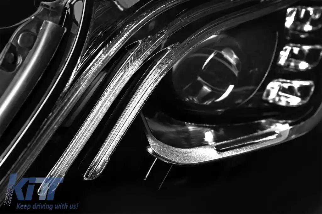 Kit de faruri LED de tuning potrivit pentru Mercedes S-Class W222 2013-2017 cu module cu pachet A Design pentru facelift W222, bază neagră, stânga și dreapta.-image-6265730