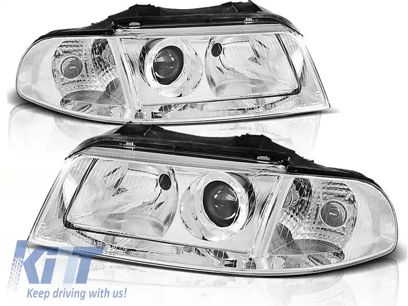 Kit de faruri tuning cu lentile potrivit pentru Audi A4 B5 01.1999-09.2000 sedan/combinate, stânga și dreapta