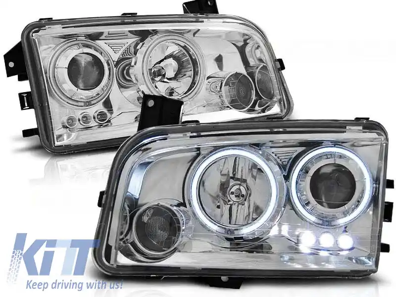 Kit de faruri tuning cu ochi de înger CCFL potrivit pentru Dodge CHARGER LX 2006-2010, stânga și dreapta