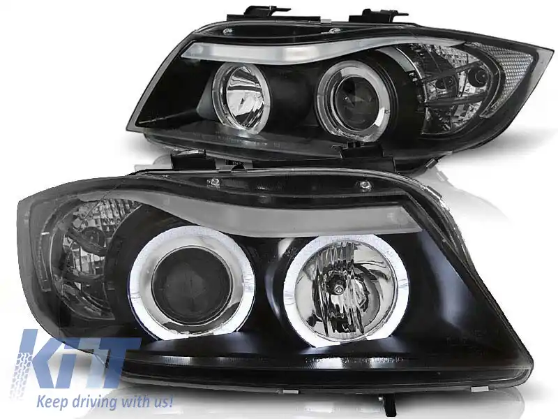 image-57-Kit de faruri tuning cu ochi de înger halogen, potrivit pentru BMW 3 E90/E91 03.2005-08.2008, stânga și dreapta