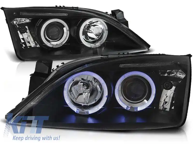 Kit de faruri tuning cu ochi de înger halogen potrivit pentru Ford MONDEO 09.2000-05.2007, stânga și dreapta