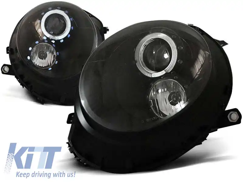 Kit de faruri tuning cu ochi de înger potrivit pentru MINI COOPER R55/R56/R57 2006-2014, stânga și dreapta