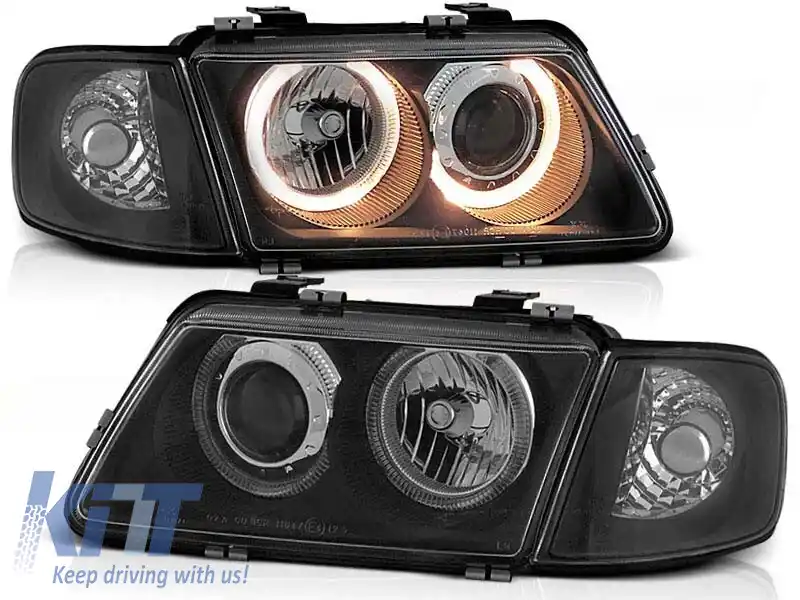 KIT DE FARURI TUNING CU OCHI DE ÎNGER HALOGEN POTRIVIT PENTRU AUDI A3 8L 08.1996-08.2000, STÂNGA ȘI DREAPTA