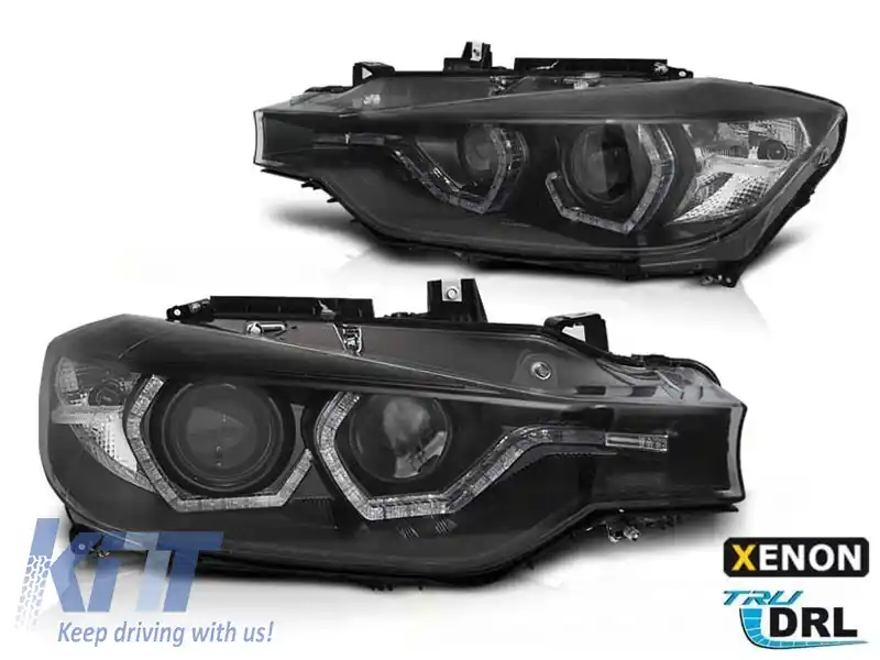 Kit de faruri xenon de tuning potrivit pentru BMW Seria 3 F30, F31 2011-2015 cu bază neagră, stânga și dreapta pentru modele fără funcția AFS
