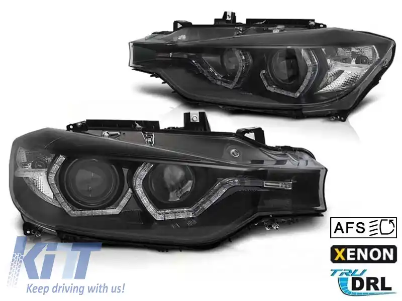 Kit de faruri xenon de tuning potrivit pentru BMW Seria 3 F30, F31 2011-2015 cu bază neagră, stânga și dreapta pentru modele cu funcția AFS