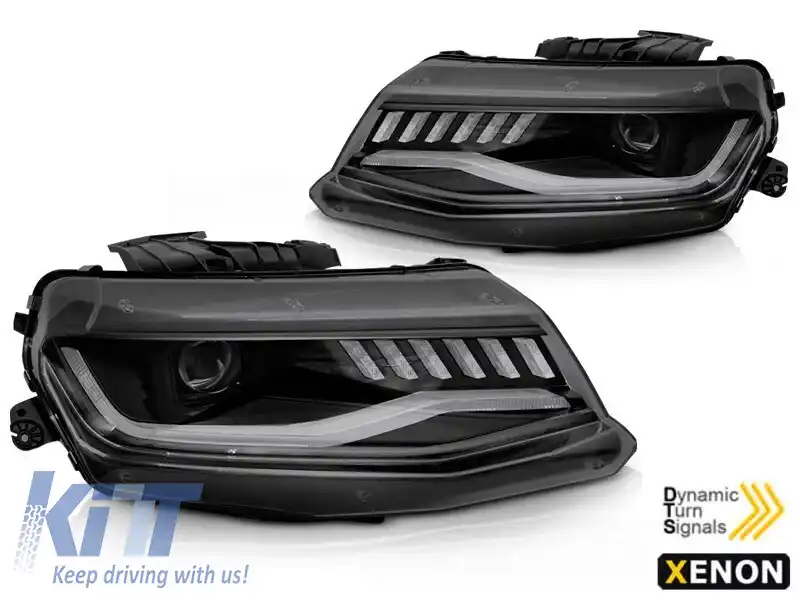 image-3-Kit de faruri xenon de tuning potrivit pentru Chevrolet Camaro 2016-2018 cu bază neagră, stânga și dreapta