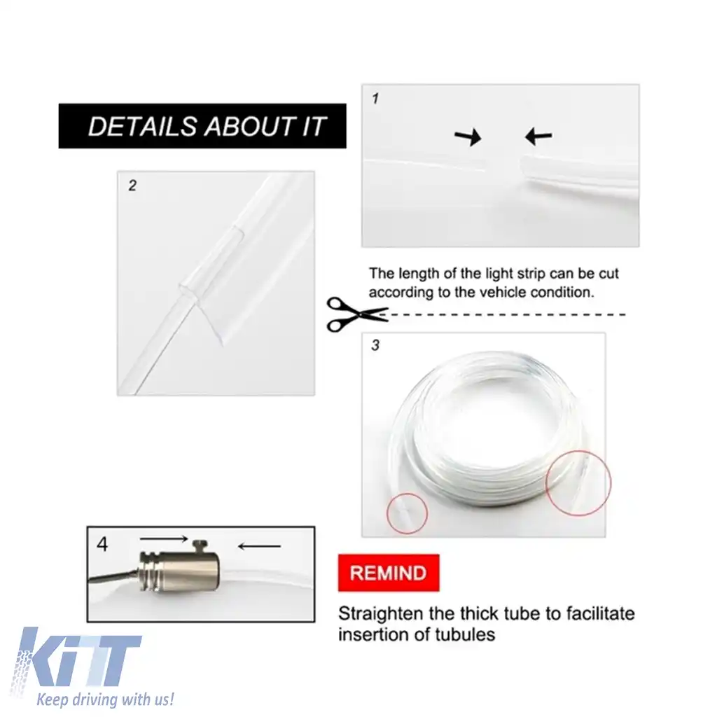 Kit de LED-uri cu fibră optică pentru decorarea mașinii, cu Bluetooth inteligent RGB-image-6303070