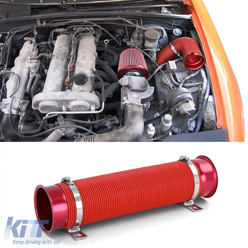 image-54-Kit de Performanță cu Aer Rece Conductă Flexibilă Roșie Universală, potrivit pentru Filtru de Aer Sport