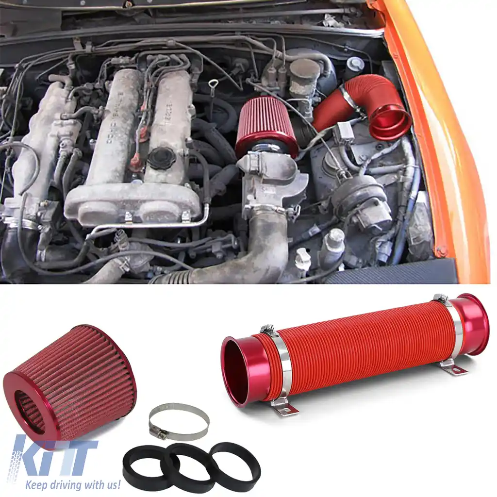 Kit de performanță cu aer rece cu set de filtru de aer sport roșu