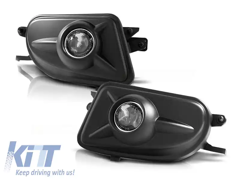 Kit de proiectoare cu lentilă potrivit pentru Mercedes E-Class W210 1999-2002/SLK R170 1996-2000/CLK W208 1998-2002 negru, stânga + dreapta