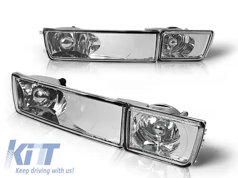 Kit de semnalizatoare LED de tuning potrivit pentru VW Golf III 1991-1997/Vento 1992-1998 cu bază cromată stânga + dreapta