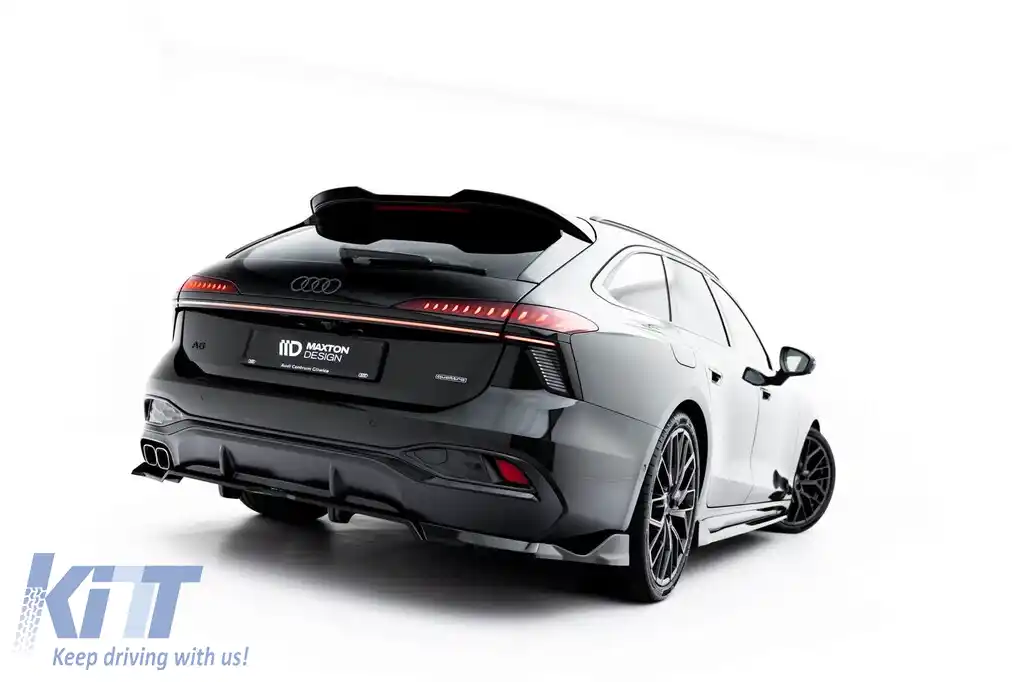 Kit de spoilere Maxton Design tip S-Line versiunea 2, potrivit pentru praguri laterale, bara frontală, bara spate și acoperișul Audi A6 S-Line Avant C9 după 2025, lac negru-image-6235704