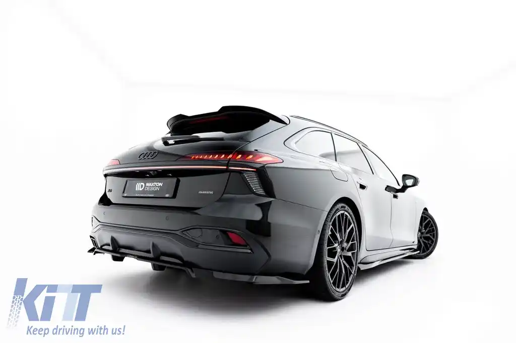 Kit de spoilere Maxton Design tip S-Line versiunea 2, potrivit pentru praguri laterale, bara frontală, bara spate și acoperișul Audi A6 S-Line Avant C9 după 2025, lac negru-image-6235711