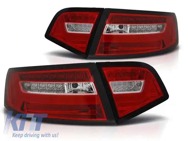 Kit de stopuri LED de tuning potrivit pentru Audi A6 C6 sedan 2008-2011 roșu/alb, stânga și dreapta